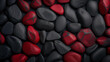Background image of red and black rocks.