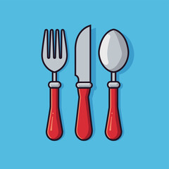 Poster - Cutlery kine fork and spoon icon design flat vector illustration