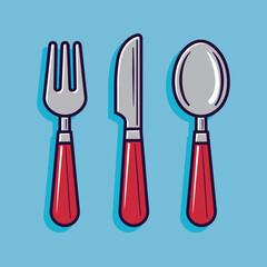 Poster - Cutlery kine fork and spoon icon design flat vector illustration
