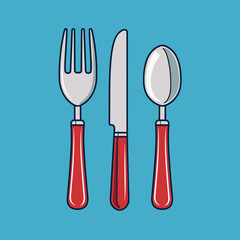 Poster - Cutlery kine fork and spoon icon design flat vector illustration