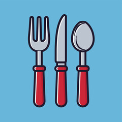 Poster - Cutlery kine fork and spoon icon design flat vector illustration