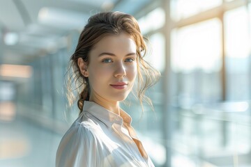 Poster - Portrait of a successful executive. Attractive, elegant woman with serious expression, natural