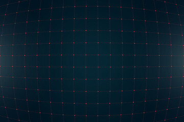 Fototapete - VR HUD futuristic interface voluminous square grid. Line and dot head up display red pattern. Digital UI screen convex mesh. GUI digital hi tech visor backdrop template. FUI Sci Fi dashboard display