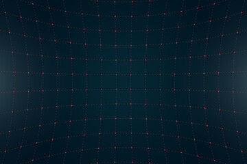 Fototapete - VR HUD futuristic interface voluminous square grid. Line and dot head up display red pattern. Digital UI screen convex mesh. GUI digital hi tech visor frame template. FUI Sci Fi dashboard display. Eps
