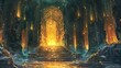 An adventurer enters a dark, mysterious temple