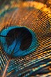 Capture a close-up shot of a regal peacock feather, emphasizing its fine iridescent lines with razor-sharp clarity Let the vibrant hues and intricate details mesmerize the viewer