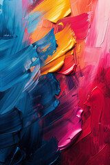 Aufkleber - An abstract expressionist design with broad, sweeping vector strokes in vibrant red and blue, clashing in the center,