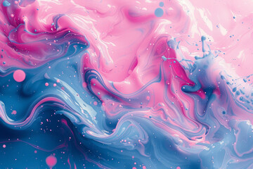 Fototapete - A whimsical abstract piece with curving vector strokes and splatters in soft pinks and blues, creating a dreamy atmosphere,