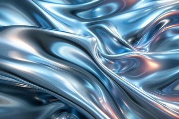 Poster - A futuristic abstract design using sleek, metallic vector strokes in silver and blue, suggesting modernity and innovation,