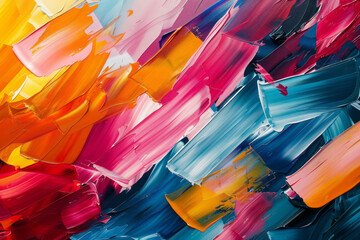 Aufkleber - A chaotic abstract painting with overlapping vector strokes in multiple colors, creating a sense of wild energy,