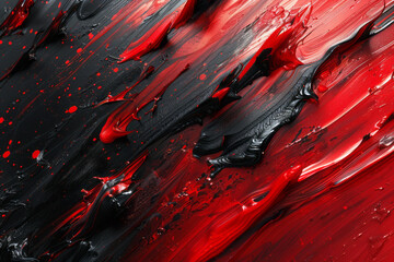Leinwandbilder - An intense abstract piece with bold vector strokes slashing across the canvas in red and black,