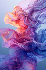 Fototapete - A serene abstract composition using soft, undulating vector lines in a gradient from purple to blue,