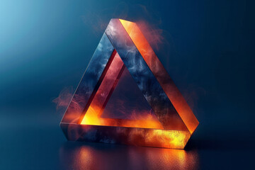 Poster - Create a vector design that uses the Penrose triangle to craft an impossible object, blending modern art with classic illusion,