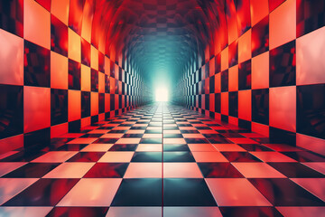 Aufkleber - Design a vector artwork featuring a checkerboard with subtle color gradations that fool the eye into seeing a 3D cube,