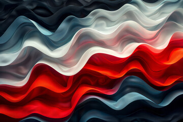 Poster - Design a vector image where an abstract pattern creates the illusion of a waving flag,