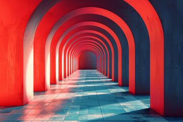 Fototapete - Generate a vector artwork that uses perspective lines to create a deep 3D effect on a flat surface,