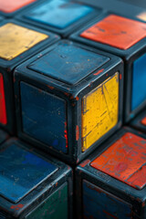 Fototapete - A Cube design where the colors seem to shift places subtly,