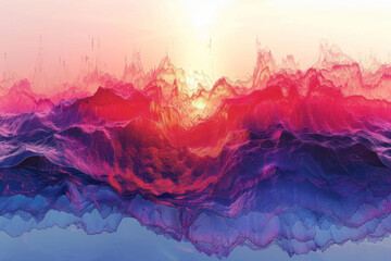 Poster - A vector graph showing the global temperature rise over the last century, using a gradient from blue to red,