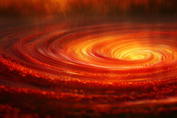 Aufkleber - A canvas of horizontal stripes that morph into a vortex of reds and oranges, suggesting a fiery whirlpool,