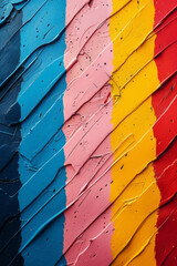 Aufkleber - A lively artwork where energetic stripes bounce and intersect, forming playful patterns in primary colors,