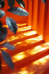 Poster - A playful stripe design transitioning from a bright yellow to a deep orange, echoing the energy of sunlight,
