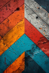 Poster - A modern-retro mix with zigzag stripes in varying shades of blue and a splash of neon orange for an unexpected twist,