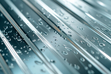 Poster - A background featuring delicate silver stripes alternating with transparent lines on a pure white base,