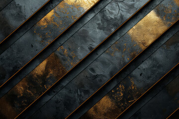 Poster - A sophisticated design featuring gold metallic stripes on a black background, combining luxury with minimalism,