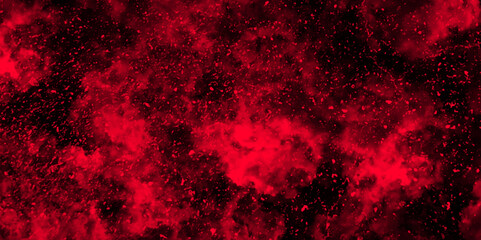 Aufkleber - Abstract dynamic particles with soft Red clouds on dark background. Defocused Lights and Dust Particles. Watercolor wash aqua painted texture grungy design.	