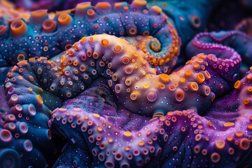 Poster - A tapestry of colorful, undulating tentacles in psychedelic colors, suggesting underwater movement,