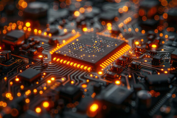 Aufkleber - An artistic interpretation of a quantum computer chip, with qubits visualized as interconnected nodes pulsating with light,