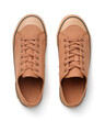 Top view of brown canvas sport shoes