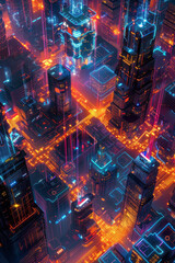 Aufkleber - A vibrant illustration of an e-commerce platform, with data streams showing the flow of transactions, searches, and interactions,