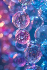 Aufkleber - A vector pattern of holographic bubbles, with transparent, iridescent surfaces reflecting the environment,