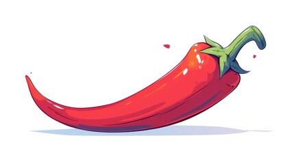 Canvas Print - A premium isolated 2d illustration of a chili pepper icon designed with a fun and vibrant cartoon style perfect for representing food and nature concepts