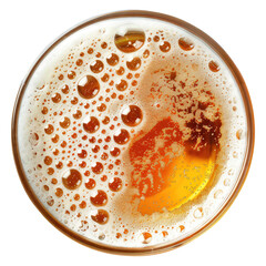 Wall Mural - Glass of beer with bubble top view isolated on transparent background Remove png, Clipping Path, pen tool