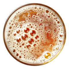 Wall Mural - Glass of beer with bubble top view isolated on transparent background Remove png, Clipping Path, pen tool