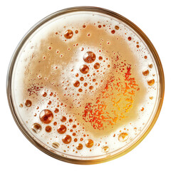 Wall Mural - Glass of beer with bubble top view isolated on transparent background Remove png, Clipping Path, pen tool