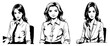 Business woman in the office. Fictional Characters. Black and White Cartoon. Generated by Ai