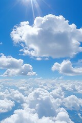 Poster - b'Sunny Blue Sky Above White Cloudscape'