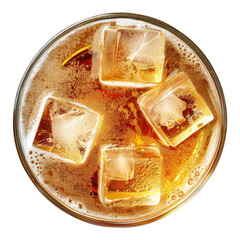 Wall Mural - Glass of beer with cubes top view isolated on transparent background Remove png, Clipping Path, pen tool