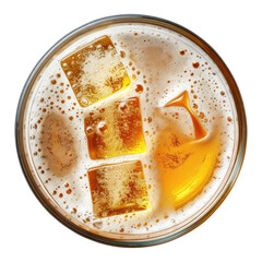 Wall Mural - Glass of beer with cubes top view isolated on transparent background Remove png, Clipping Path, pen tool