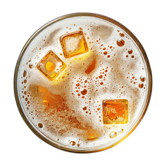 Wall Mural - Glass of beer with cubes top view isolated on transparent background Remove png, Clipping Path, pen tool