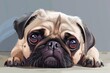 A pug dog resting with its head on the floor. Suitable for pet-related designs