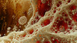 Detailed close up view of surface with bubbles and droplets in it, macro photo background with abstract texture
