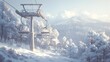 Picturesque Winter Wonderland with Snow-Covered Mountains and Ski Lift