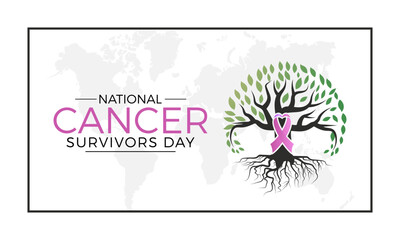 Wall Mural - National Cancer Survivors Day health awareness vector illustration. Disease prevention vector template for banner, card, background.