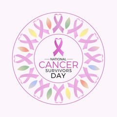 Wall Mural - National Cancer Survivors Day health awareness vector illustration. Disease prevention vector template for banner, card, background.