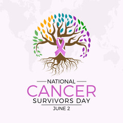 Wall Mural - National Cancer Survivors Day health awareness vector illustration. Disease prevention vector template for banner, card, background.