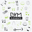 Fitness and healthy lifestyle set. Vector illustration in doodle style.